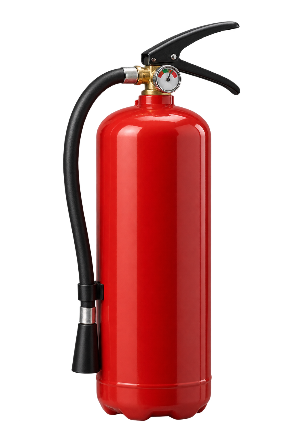 Rappresentazione illustrativa di un estintore rosso a polvere ABC da 6 kg